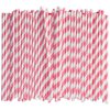 [1000 Count] Chunspak Pink and White Striped Paper Drinking Straws Bulk, 7.75" x0.24", Unwrapped - Biodegradable and Compostable