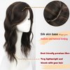 PORSMEER Hair Toppers for Women 18 inch Wavy Curl Hair Topper for Women Synthetic Hair Pieces for Women with Thinning Hair Clip In Hair Topper Wiglets with Fringe (Natural black with Hihglights)