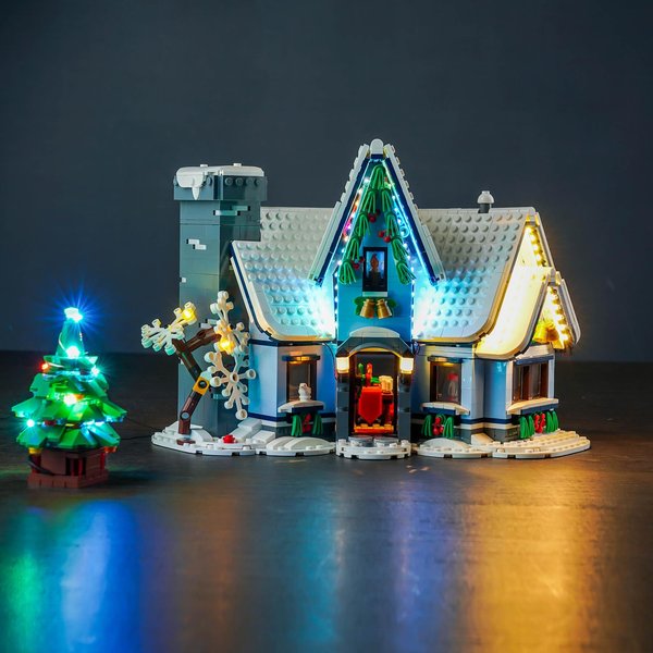 BrickBling LED Light Compatible with Lego Santa’s Visit 10293 Christmas House, Christmas Décor Lights Compatible with Lego 10293, Creative Lighting Kit-Not Included The Model
