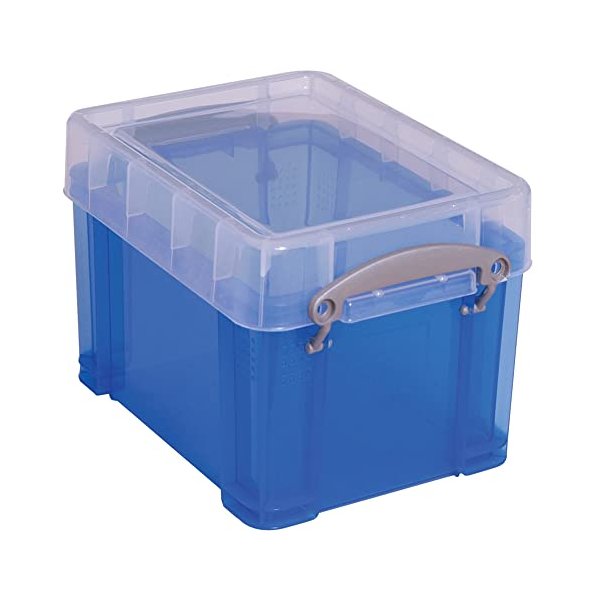 Really Useful Box® Plastic Storage Container With Built-In Handles And Snap Lid, 3 Liters, 6 1/2" x 7 1/4", 9 1/2" x 7 1