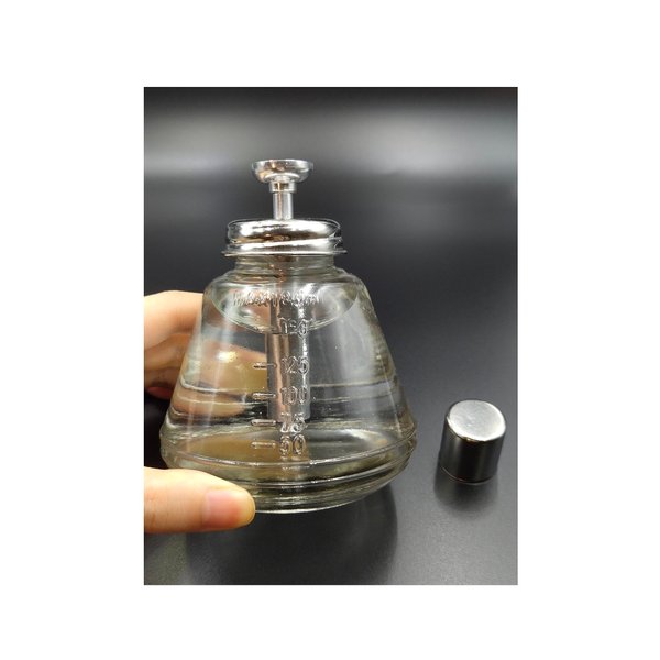 YYNGJCK 1 Pc 180 ml/6 Oz Empty Glass Dispenser Bottle for Nail Polish - Reusable Thick Glass Press Container Refillable Pump Push Down Dispenser, with Metal Core and Dust Cover