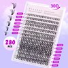 Yinaber Lash Clusters 280pcs Individual Lashes Cluster Natural DIY Eyelash Extension Lash Clusters 30D 8-16mm Mix D Curl Eyelash Clusters Extensions for Self (30D-0.07D-8-16Mix)