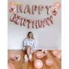 30pcs Pink Rose Gold Birthday Decorations, 3D Mylar Foil Happy Birthday Banner and Confetti Latex Balloons, Ecofriendly Party Decorations Supplies for kids Girls Women Birthday Party Favors