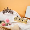 Ferraycle 2 Pcs Crowns for Men Women King Royal Crown with Black Rhinestone Crystal Queen Royal Round Crown Halloween Medieval Princess Costume for Wedding Homecoming Prom Party Decorations