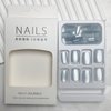 White Cat Eye Press on Nails Short Fake Nails Glossy Acrylic Nails Shiny Square False Nails Full Cover Glue on Nails Stick on Nails for Squoval Manicure 24Pcs