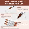 MODELONES Acrylic Nail Brush 100% Pure Kolinsky Hair Bristles Oval Crimped Shaped Sturdy Wooden Handle Acrylic Powder Nail Art Brush Professional Manicure Pedicure Size 8