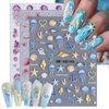 3Sheets Starfish Seashell Nail Art Stickers 5D Embossed Self-Adhesive Summer Nail Design Decals Ocean Theme Nail Adhesive Stickers Nail Art Supplies for Women Acrylic Nails DIY Nail Decoration