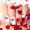 12 Sheets Valentine's Day Nail Wraps Full Stickers Nail Polish Strips, DIY Self-Adhesive Nail Art Decals Heart Kiss Love Pattern Valentine Party Decor with 2 Piece Nail Files (168 Pieces)