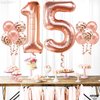 KatchOn, Rose Gold 15 Balloons Number - Big, 40 Inch | 15 Birthday Balloons with Confetti for Happy 15th Birthday Decorations for Girls | Quinceanera Decorations | 15 Birthday Decorations for Girls