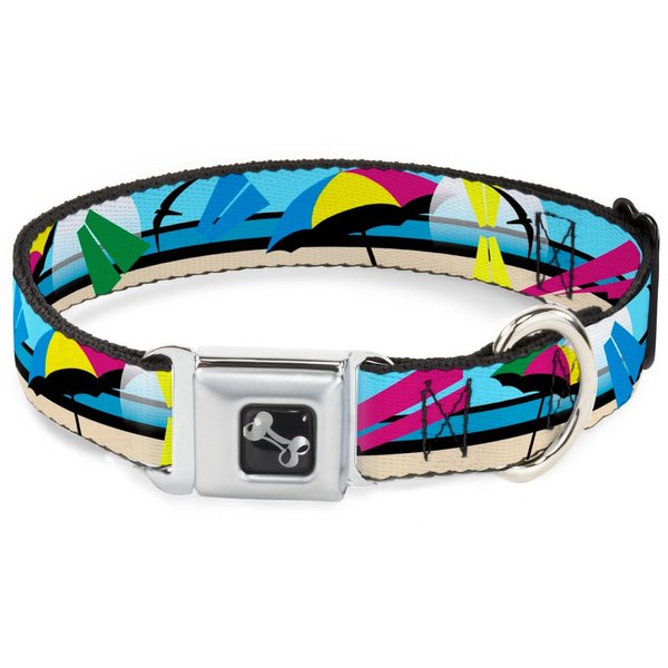 Dog Collar Seatbelt Buckle Beach Scene 2 15 to 26 Inches 1.0 Inch Wide