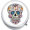 Sugar Skull Medicine Vitamin Compact Pill Box - Portable Pillbox case fits in Purse or Pocket