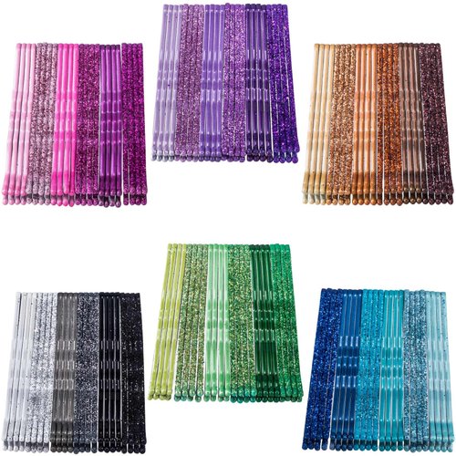ANCIRS 144pcs Glittering Bobby Pins for Women, Assorted Color Hair Styling Pins for Various Hairstyles, Metal Invisible Hair Clips Barrettes Accessories for Girls Hair Grips