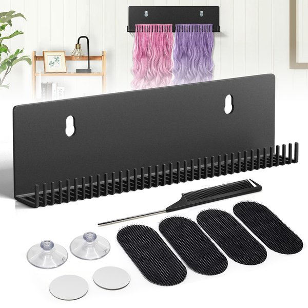 Hair Extension Hanger，Black Hair Extension Holder for Styling, Washing, Drying, Braiding, Hair Extension Display Rack for Clip-in, Wefts, Tape,Bundles, Hair Topper, Hair Extension Organizer/Storage