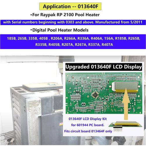 2025 New 𝑼𝒑𝒈𝒓𝒂𝒅𝒆 013640F LCD Display Pool Stat Kit for Raypak RP 2100 Pool Heater Digital Pool Heater Models 185B 265B 335B 405B, Fits Circuit Board 013464F, for 601944 PC Board, RAY013640F