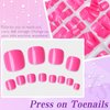 Lifextol 240pc Press on Toenails for Women Toe Press on Nails Short Fake Toe Nails Press ons with Glue&Adhesive Tabs, Acrylic Toe Nail Tips False Toenail Press ons Artificial Fake Toenails-Hot Pink