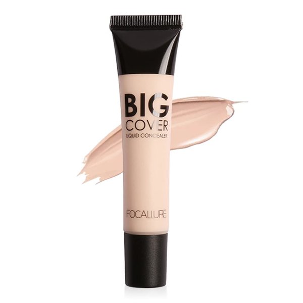 FOCALLURE Big Cover Liquid Concealer,Full Coverage & Oil-control Face Cream Concealer,High Adherence Concealer without Clumping and Cracking,Long Lasting Facial Concealer Makeup,NATURAL