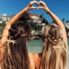 CAKURE Starfish Hair Clips Gold Metal Sea Star Hairpins Seashell Spring Automatic Hair Barrettes Beach Hair Accessories for Women and Girls (Pack of 2)