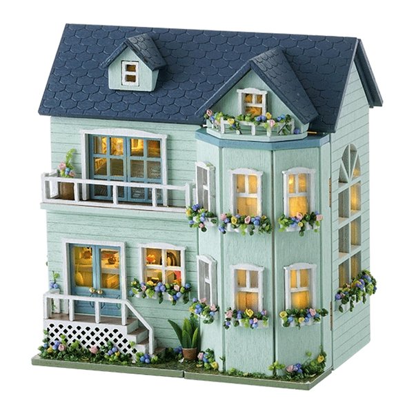 Flever Dollhouse Miniature DIY House Kit Creative Room with Furniture for Romantic Valentine's Gift (Warm House)