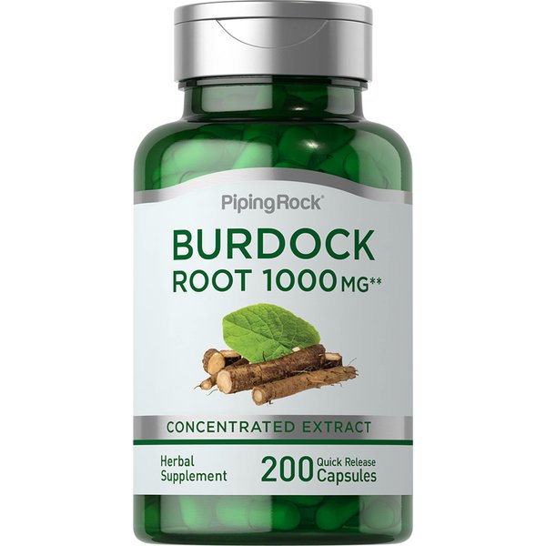 Piping Rock Burdock Root Capsules 1000mg | 200 Count | Herbal Supplement | Concentrated Extract | Gluten Free, Non-GMO