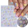 5D Flower Nail Stickers for Nail Art Purple Pink Daisy Gel Nail Stickers Summer Embossed Yellow Blossom Nail Art Stickers Solid Nail Decals Autumn Colorful Nail Decal with Floral Design Sliders 3Pcs