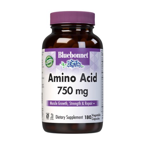 Bluebonnet Amino Acid 750 mg Vitamin Capsules, White, 180 Count
