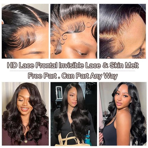 CUMASE Body Wave Lace Front Wigs Human Hair Pre Plucked 13x4 HD Transparent Lace Frontal Wigs Human Hair for Women 180 Density Body Wave Glueless Wigs Human Hair with Baby Hair 28 Inch