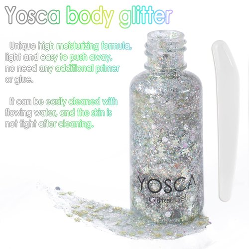 Body Glitter Gel,30ML Holographic Face Adhesive Mermaid Sequins Body Chunky Glitter Powder Liquid Lotion for Women Hair,Festival Carnival Makeup,Girls Stage,Rave Accessories - Diamant Comet