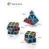 Speed Cube Set, Carbon Fiber Sticker Puzzle Cube Bundle Magic Cube Set of 2x2x2 3x3x3 Pyramid Speed Cube, Birthday Party for Kids Teens Adults