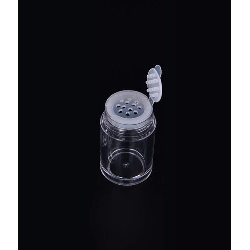 6 Pcs Plastic Loose Powder Jar 10g Clear Refillable Face Powder Case Cosmetic Sample Pots Bottles Eyeshow Powder Box Concealer Powder Sifter Container with 12 Holes (black lid)