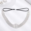 Aularso Layerd Head Chain Rhinestone Hair Jewelry Silver Elastic Headpiece Wedding Crystal Bridal Prom Costume Headband for Women and Girls (Silver)