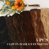 FESHFEN Clip in Hair Extensions 4 PCS Long Wavy Curly Thick Full Head Clip in Hairpieces Synthetic Natural Clip Hair Extension for Women, Dark Ash Blonde Mixed Bleach Blonde 20 inch