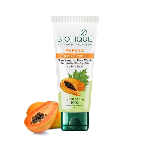 Biotique Bio Papaya Exfoliating Face Wash For All Skin Types, 150ml / 3.38 Fl. Oz.