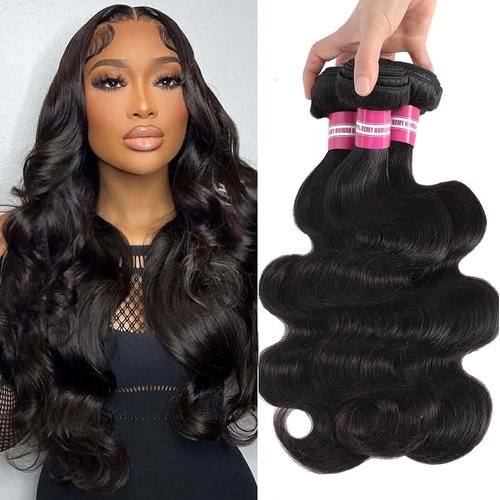 ADOIFAIR Human Hair Bundles 16 18 20 Inch Body Wave Bundles Human Hair 12A 100% Unprocessed Brazilian Virgin Human Hair 3 Bundles Body Wave Natural Color Human Hair Extensions