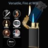 Magic Dual Flame Dragon Lighter, Dragon Dual Fire Lighter, Creative Windproof Dragon Torch Lighter, Cool Dual Jet Flame Butane Lighter, Refillable Butane Lighter for Outdoor Indoor(Black)