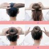 Small Hair Bun Maker for Kids, 6 PCS Chignon Hair Donut Sock Bun Form for Girls, Mini Hair Doughnut Shaper for Short and Thin Hair (5 Piece Invisible Hair Nets,10pcs Elastic band) Beige