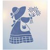 Sunbonnet Sue 1 Stencil - 5.25" x 6" Children Kids Drawing Sidewalk Chalk Washable Plastic Fun Art DIY Template Reusable Laser Cut Mylar for Painting Home Decor DIY Crafts - The Artful Stencil