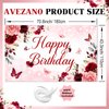 Avezano Floral Happy Birthday Banner for Women Girls Rose Gold Red Floral Birthday Party Decorations for Women Burgundy Floral Birthday Party Supplies Banner 70.8 x 43.3 Inch