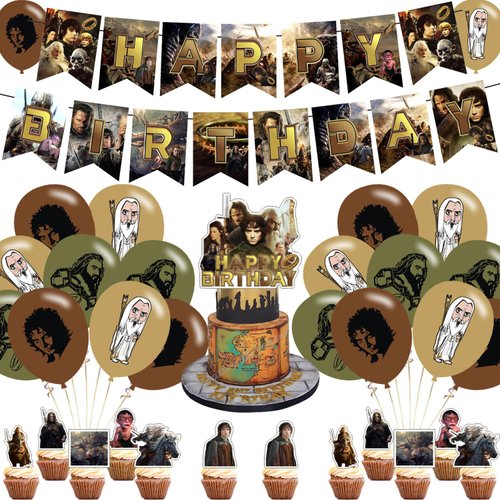 Rings Party Decorations,Birthday Party Supplies For Rings Party Supplies Includes Banner - Cake Topper - 12 Cupcake Toppers - 18 Balloons