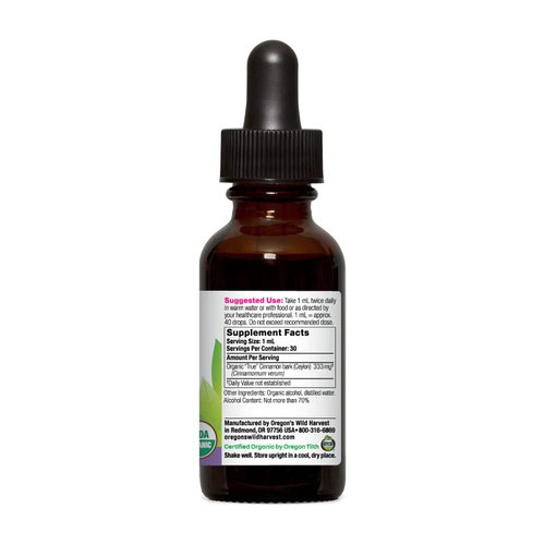 Oregon's Wild Harvest Cinnamon 1:2 Organic Herbal Supplement, 1 Fluid Ounce