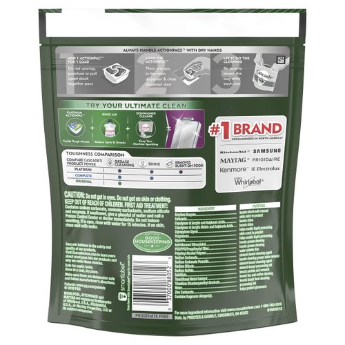 Cascade Complete ActionPacs, Dishwasher Detergent, Fresh Scent, 27 Count