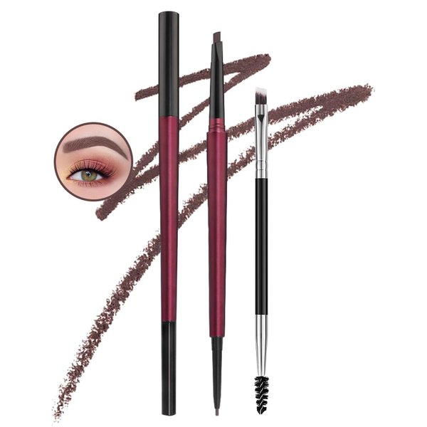 Kaely 2Pcs Eyebrow Pencil Set,Dual Ends Eye Brow Pencils for Women,Waterproof Eyebrows Makeup Pen with Eyebrow Brush,lápiz de cejas maquillaje,Vegan Cosmetics,03# Medium Brown