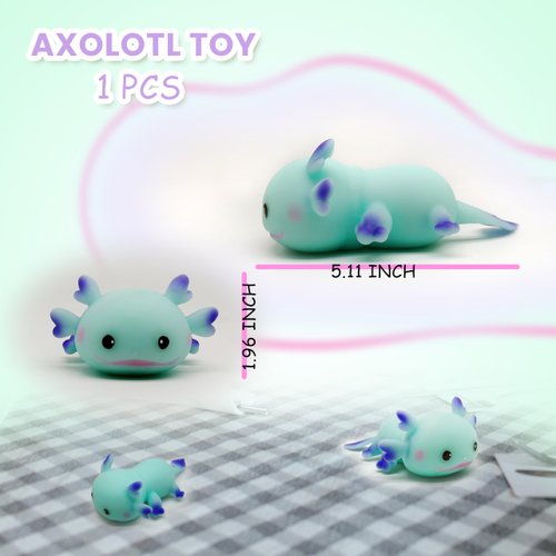 ZTATU Axolotl Squishy Toys Stress Balls for Adults (1PCS) Salamander Squishy Dough Ball, Sensory Toys Fidget Balls, Stress Relief Toy Party Favors Axolotl Gifts, Easter Basket Stuffers. (Blue)