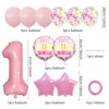 32 Inch 1 Balloon Number, Pink Balloons, Pink Gold White Confetti Latex Balloons Foil Balloons Mylar Balloons Number 1 Balloons for Anniversary Supplies Kids Birthday Party (Pink, 1)