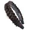 BOBIYA Wide Chunky Plaited Braided Headband Hair Band Synthetic Braid Hairpieces with Teeth Piano Two Tone Colors Accessories (W-Brunette Brown)