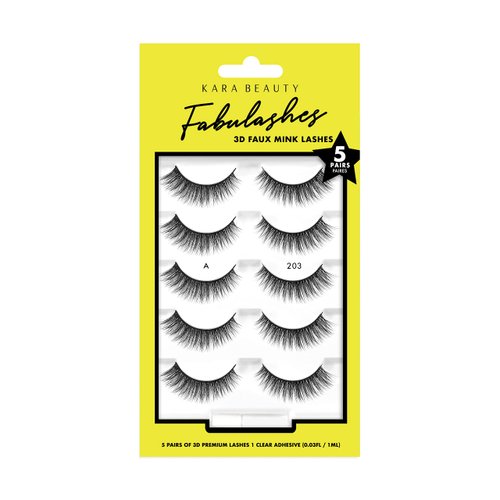 KARA BEAUTY FABULASHES 5 IDENTICAL PAIRS Multi-pack 3D Faux Mink False Eyelashes - Style KA5203