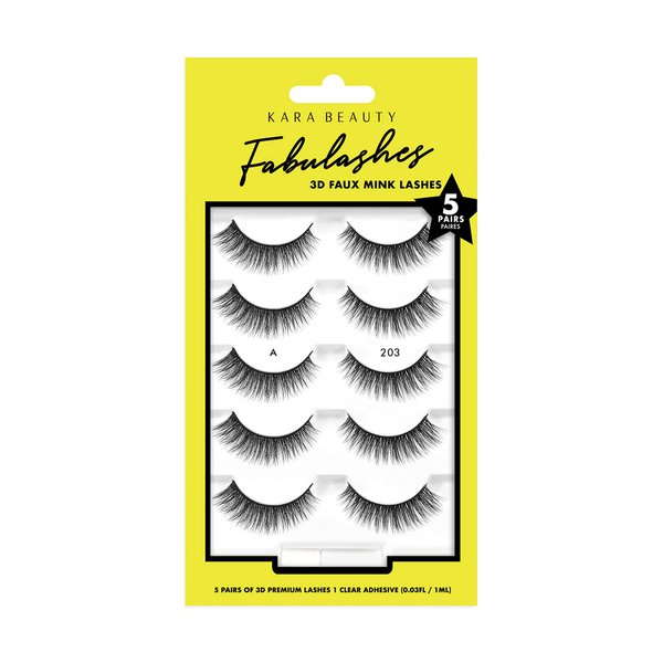 KARA BEAUTY FABULASHES 5 IDENTICAL PAIRS Multi-pack 3D Faux Mink False Eyelashes - Style KA5203
