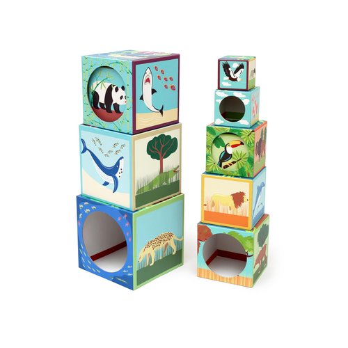 Animals of the World Stacking Pyramid by Scratch Europe- Toddler Building Blocks