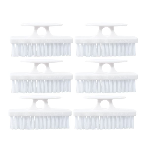 Superio Nail Brush for Cleaning Fingernails, Nail Scrubber Brush, Toe Foot Hands Fingernail Brush Cleaner- Small Scrub Brush- All-Purpose Stiff Cleaning Brush for Home, Kitchen, Work, (6, White)