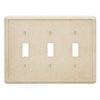 Questech Decor Triple Toggle Light Switch Cover, 3-Gang Electrical Wall Plate, Triple Switch Standard Size Receptacle Cover, Decorative Tumbled Texture, Travertine