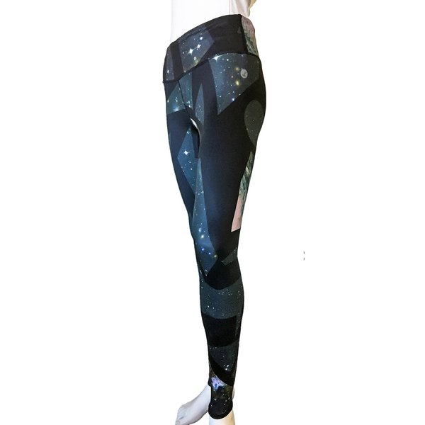 Maks Ladies Compression Tights Active Yoga Running Pants Workout Leggings Space Prints (X-Small)